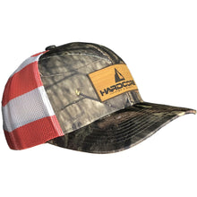 Load image into Gallery viewer, Hardcore Fish and Game Snapback Trucker Hat/Leather Patch - Custom Tackle Supply 
