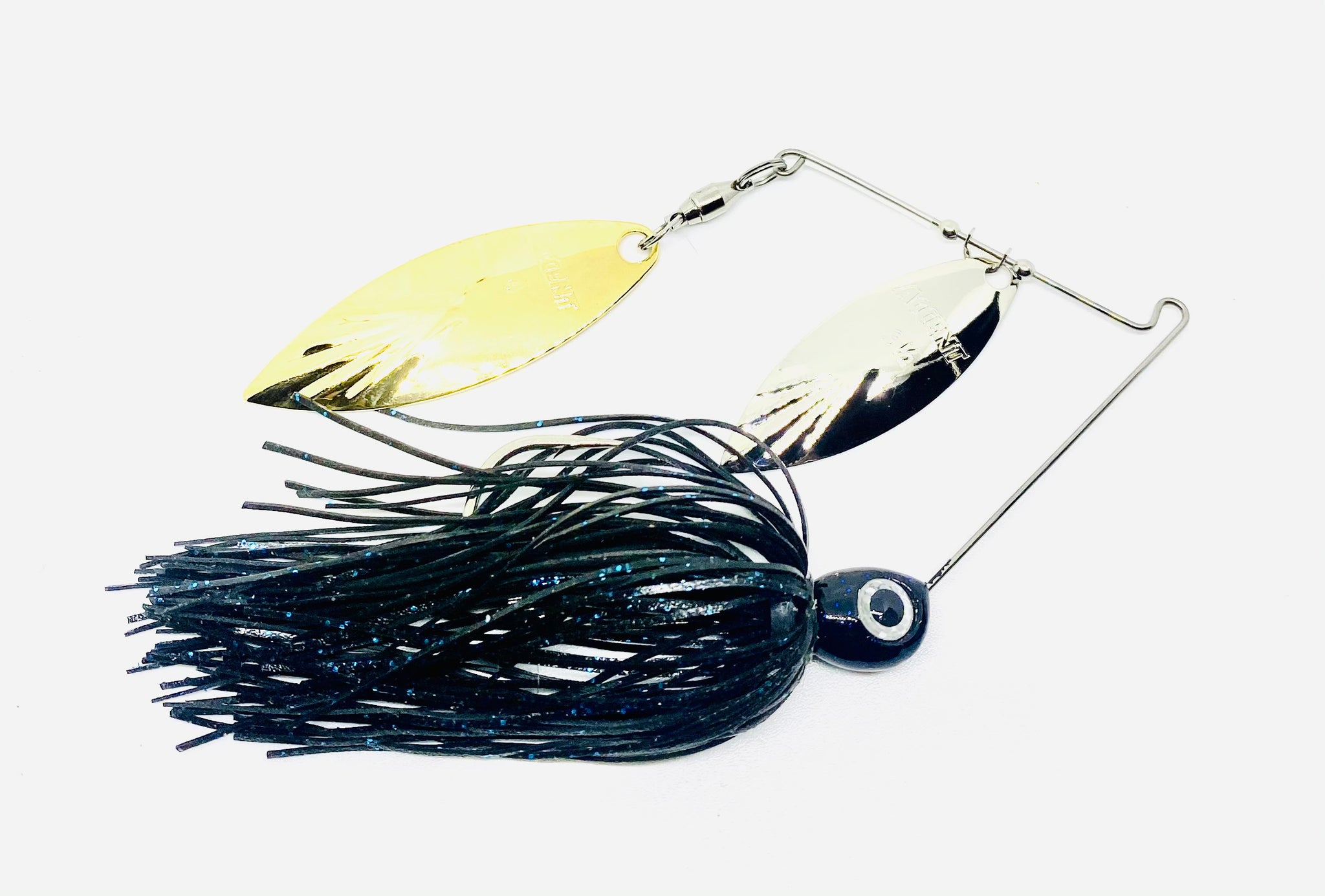 Blue Glimmer Spinnerbait - Smooth Nickel Willow and Gold Colorado Blades