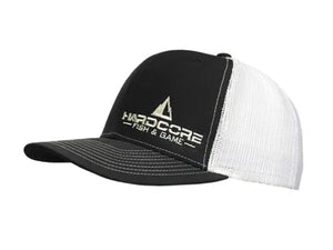 Hardcore Fish and Game Richardson Black/White Snapback Trucker Hat w/ Embroidered Logo