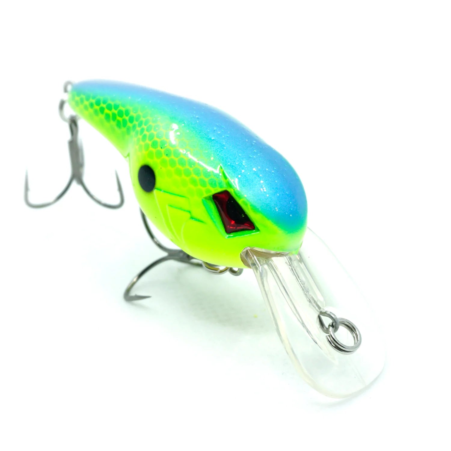 6 foot fishing lure Riot Baits Revolt 426 Crankbait Chartreuse Blue
